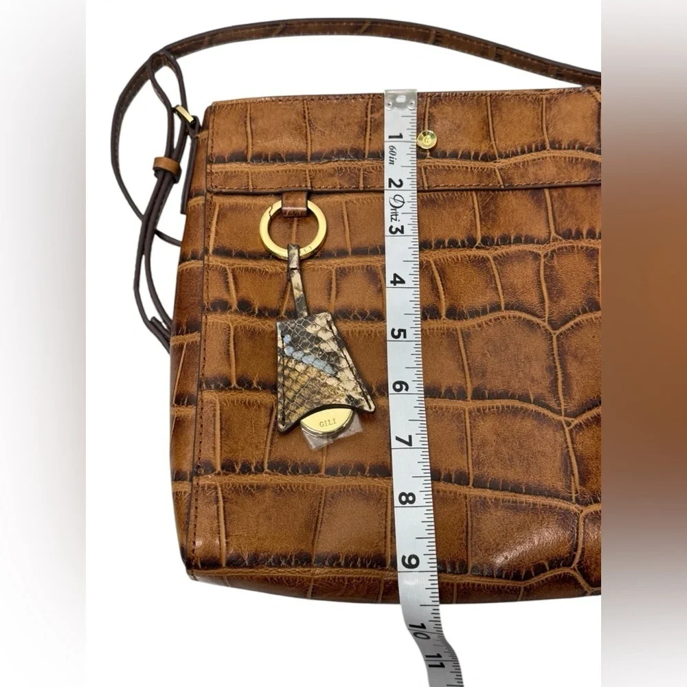 NWOT G.l.L.I. Croco Brown Leather North/ South Andria Crossbody